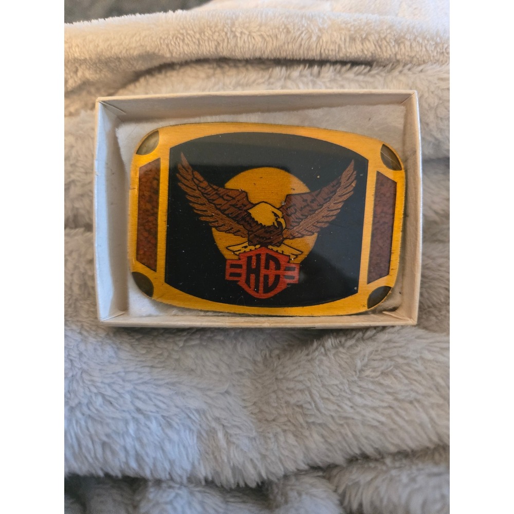 Vintage Harley Davidson Harmony Design Solid Brass Eagle Belt Buckle USA Made